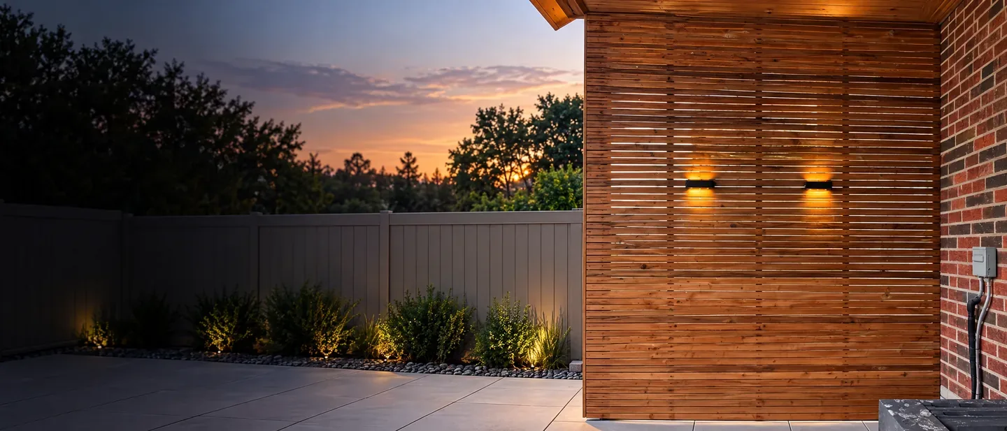 Wood privacy wall in an outdoor space